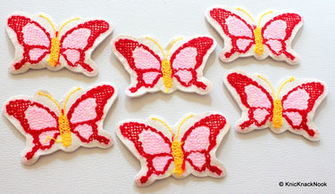 Red, Pink and Yellow Butterfly Applique Patches x 3